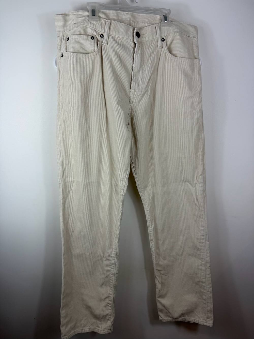 GAP Men’s Beige Corduroy Relaxed Straight Pants 34W Flat Front